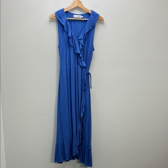 Petal And Pup Blue Wrap Dress Mariska Sleeveless Midi Maxi Dress Womens 8 NEW - Picture 1 of 11